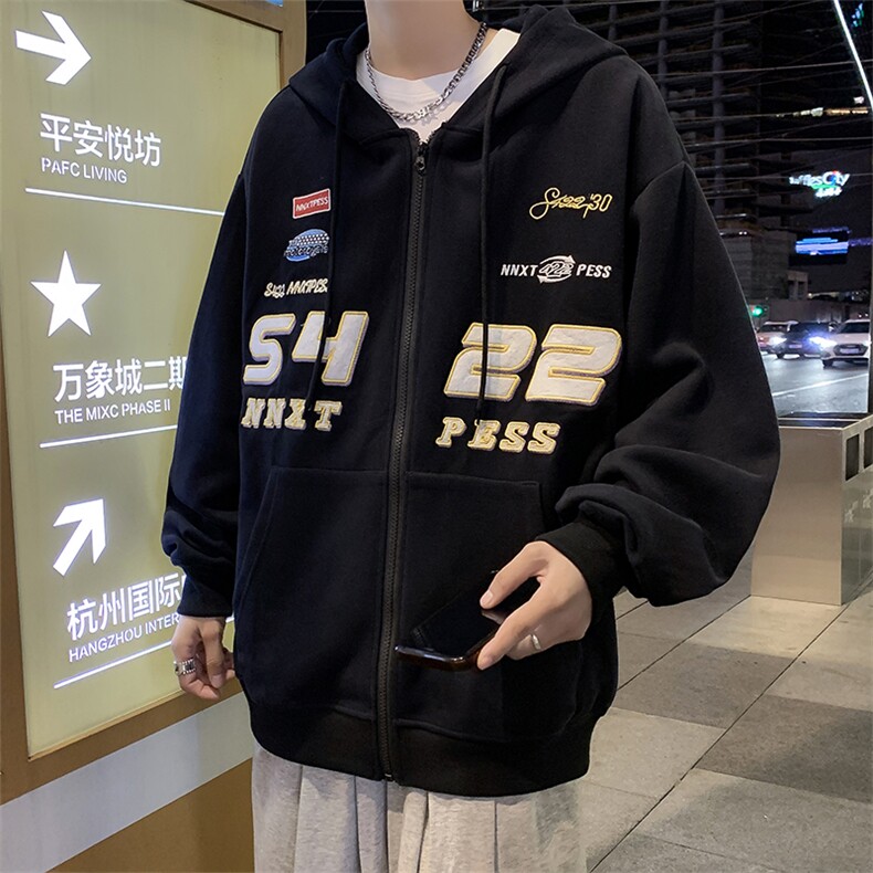 卫衣男连帽春秋季ins港风宽松潮牌百搭外套JK8531-P45,男装夹克,星座308B-1