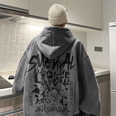 wassuphappy重磅麂皮绒连帽卫衣男款春秋季潮流美式痞帅休闲外套，男装卫衣，电商B205