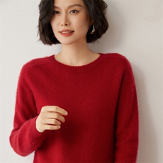 优雅百搭黑色圆领羊绒衫温暖舒适秋冬必备单品，女装羊绒衫，米琪莲羊绒