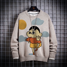 1日系圆领宽松中性情侣潮流大码M-5XL印花毛衣男7782P55加绒P70，男装针织衫/毛衣，星座226-2