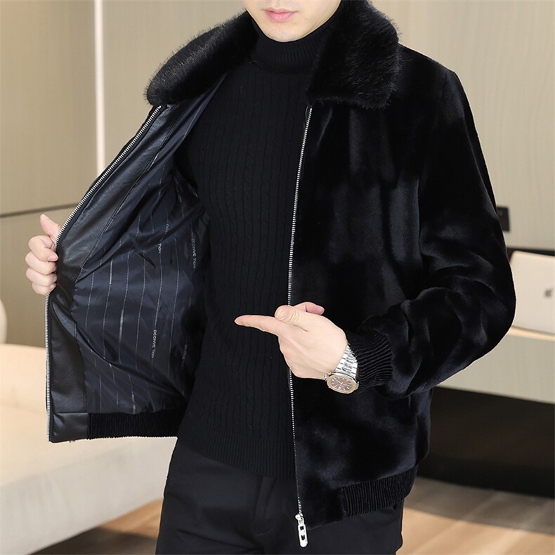 冬季加厚仿水貂绒男士翻领大码毛呢夹克外套X206-P85,男装毛呢大衣,星座310B-3