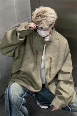 高街机动皮衣美式潮牌骑行服皮夹克外套光板二开A406JK193特P85，男装夹克，星座309（原A406）