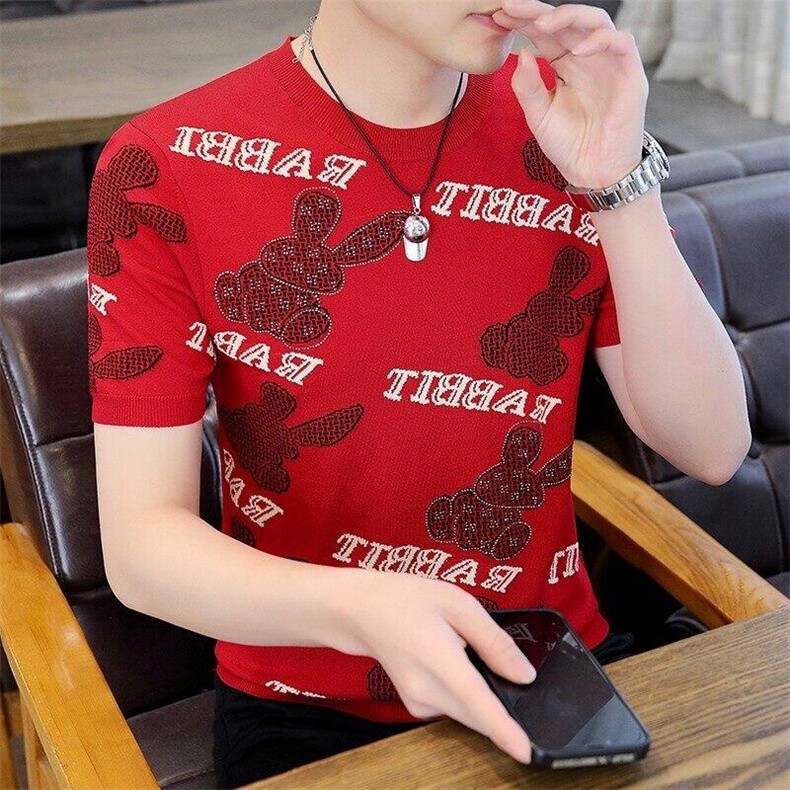 7915-P60夏季休闲时尚短袖毛衣男打底衫欧货T恤潮牌针织衫,男装T恤,电商D310B-1