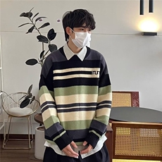 【005】条纹毛衣男套装秋冬季宽松学生搭配针织衫A079-M7361-P44，男装针织衫/毛衣，电商A079