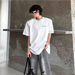 抖音得物供货210克现货宽松纯棉美式潮牌印花落肩袖纯棉T恤AT2199图片
