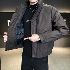 新标90绒 美式皮衣羽绒服男冬季2025新款休闲外套A313-887-P305图片