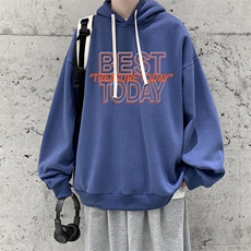 WY2181-P35加绒款-P40纯棉连帽卫衣男大码运动帽衫宽松薄外套男，男装卫衣，电商A040