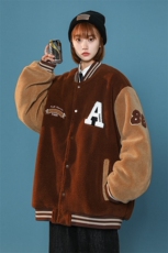 男女同款加绒加厚羊羔绒棒球领保暖棉服大衣A406MY11P125，男装棉衣，星座309（原A406）