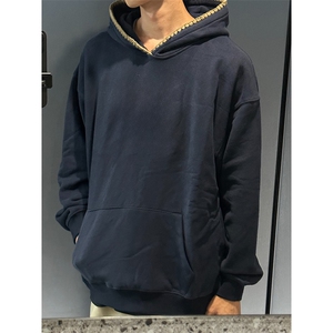 抖音得物高品质二开25秋冬美式重磅宽松纯色连帽贝壳刺绣卫衣W63