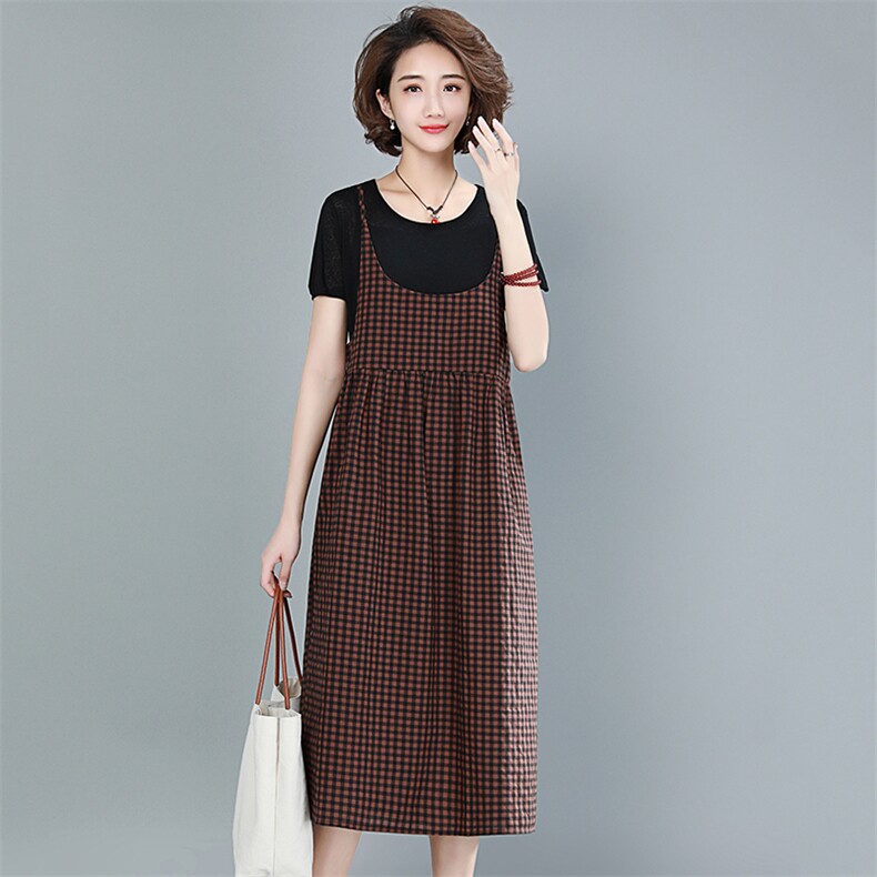 2021年夏季新款连衣裙女中长款韩版休闲套装女两件套装裙子洋气,女装连衣裙,简韵佳