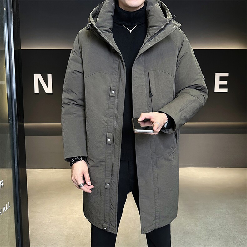 鹅绒标50店主风男士中长款连帽鹅绒羽绒服保暖外套8629-P325,男装羽绒服,电商B328