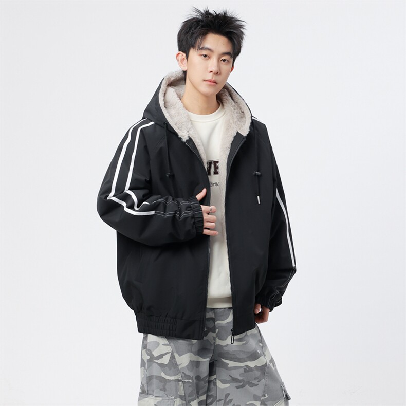 自家图有视频加绒毛领棉衣冬季新款座山雕连帽派克棉服M2556p88,男装棉衣,电商D315