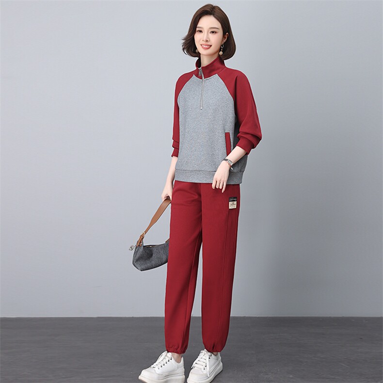 2025年春季时尚休闲撞色插兜拼色套装,女装套装/套裙,依恋蒂丝
