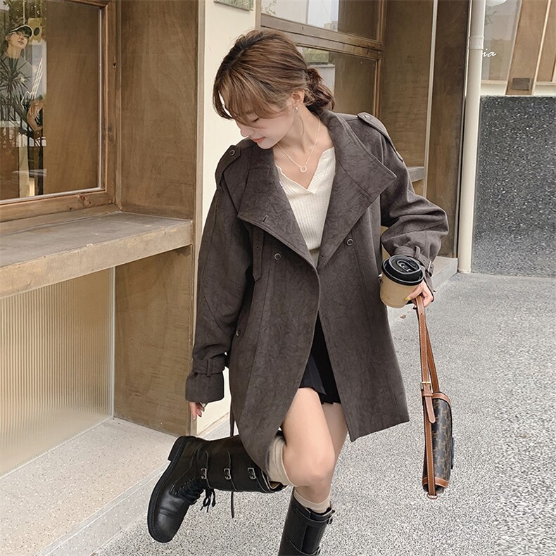 【新款】24秋韩系宽松短款风衣6611-P165-K258,女装风衣,2C305