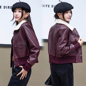 加绒皮衣女2024秋冬新款小个子加厚短款洋气机车服皮夹克棉衣外套图片