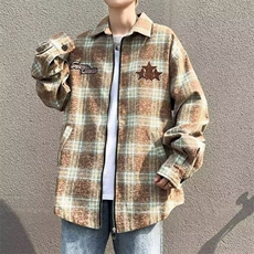 F695P47复古格子衬衫男士长袖春秋季新款宽松外套日系潮流，男装衬衫，星座512-6