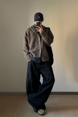 网图连帽毛衣男秋冬新款开衫复古套头针织衫慵懒风外套-A2311P72，男装针织衫/毛衣，电商B241