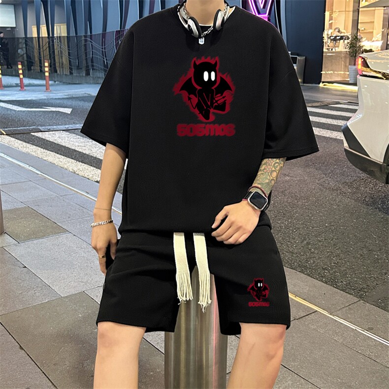 套装！ 华夫格套装短袖T恤短裤男 TZ240-特P 38图片