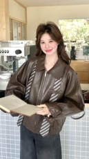 新品领带皮衣外套2C117-1831P165K268，女装短外套，2C117