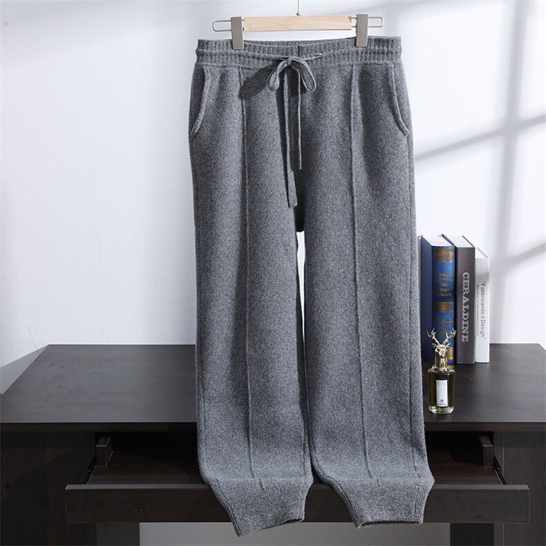 2025秋冬新款百搭四平加厚中逢束腿裤，男装休闲裤，澳坤羊绒