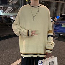 秋冬港风复古条纹套头针织衫ins潮宽松慵懒风情侣款线衣M111-P53，男装针织衫/毛衣，星座512-2