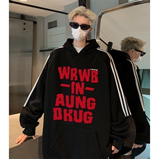 抖音得物供货提供视频秋冬重磅美式宽松织带连帽卫衣0420，男装卫衣，电商A486