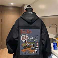 得物二开大货印花百搭牛仔夹克大码宽松休闲牛仔外套JK1265-P88，男装工装外套，星座1103-3