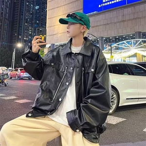 皮衣外套男春秋季高级感pu皮夹克美式2024新款W143-P77图片