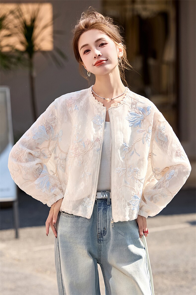 小香风复古刺绣洋气短外套女2025春夏新款独特超好看轻薄防晒上衣,女装短外套,韩宇舍