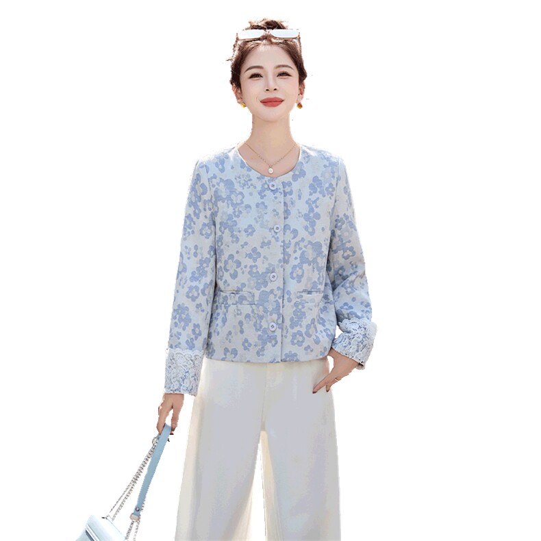新中式国风提花短外套女2025春季新款气质设计感宽松复古印花上衣,女装短外套,衣佳和