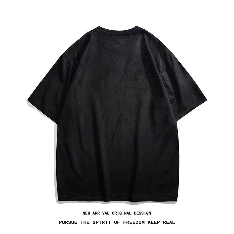 白底23新款夏季时尚百搭鹿皮绒卡通印花短袖T恤DT1109P30控48,男装T恤,电商A247-1