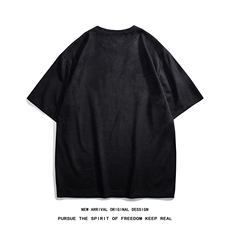 白底23新款夏季时尚百搭鹿皮绒卡通印花短袖T恤DT1109P30控48，男装T恤，电商A247-1