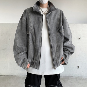 美式复古倒装牛仔外套男春秋设计感cleanfit工装夹克JK86344-p78图片