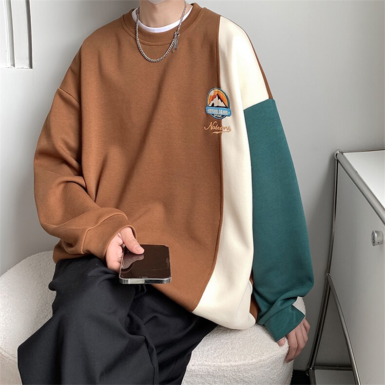 2023春季简约拼接日系轻奢刺绣卫衣男MY02392-P58,男装卫衣,星座308B-1