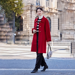大衣女中长款2024秋冬新款韩版显瘦赫本风毛呢外套图片