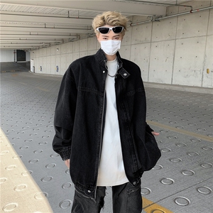 水洗牛仔外套男复古潮牌宽立领松做旧痞帅夹克1001-1-JK893-P75图片