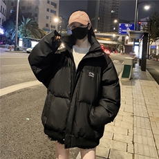 情侣冬装港风PU软皮棉服刺绣logo棉衣休闲加厚外套男G1103P128，男装棉衣，电商A339