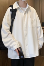 C9090/P40秋装新款长袖衬衫男简约纯色大码休闲痞帅衬衣百搭上衣，男装衬衫，电商A141