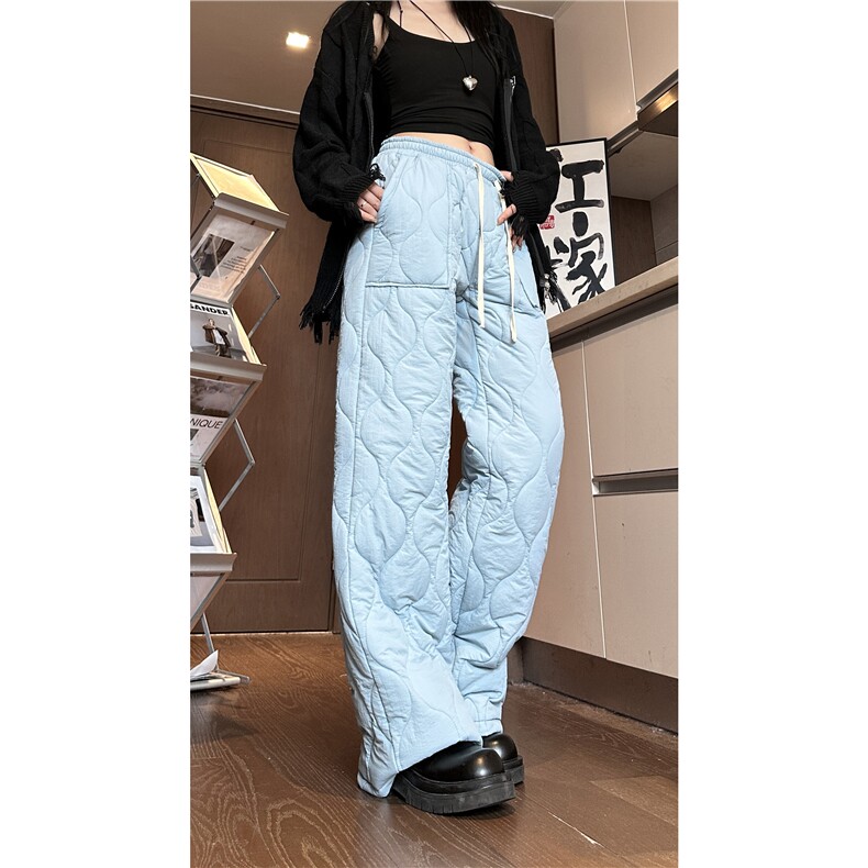 2025冬季新款潮流亮色情侣中性葫芦格宽松棉裤B315-K866-p55控78，男装棉裤，电商B315