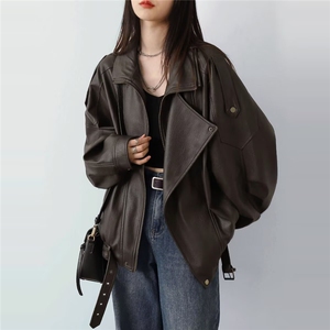 新款重工复古中性立领机车皮衣外套PU夹克上衣男女Y1027-P90网图图片