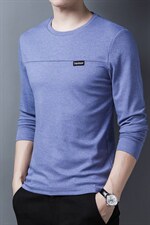 Q803钱塘2020-2中年男士秋季薄款时尚休闲简约薄款长袖T恤P47，男装T恤，钱塘207-2