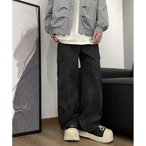 网图 美式复古扎染多口袋工装裤男潮流宽松直筒休闲长裤K2639-P55图片