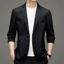 西装男士外套2023春季新款时尚商务休闲宽松纯色西服外套中年男装图片