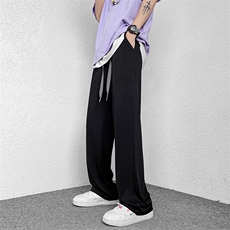 2023夏装新款情侣款休闲压褶冰丝拖地长裤子B221-LK22012-P50，男装休闲裤，电商B221