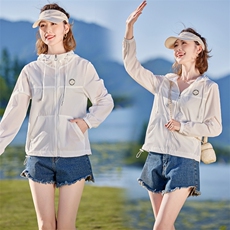 休闲冰丝防晒衣女2025夏季新款连帽透气开衫户外防晒服凉感薄外套，女装防晒衣，以桐