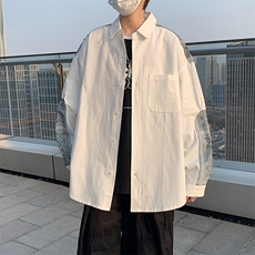 春季潮流印花长袖衬衫男设计感小众港风日系休闲外套W2834-P32，男装衬衫，星座512-2