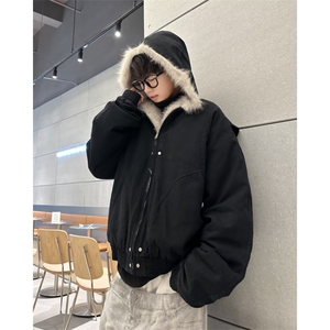 美式帆布水洗座山雕冬季短款棉服男夹克保暖棉袄情侣外套M6153图片