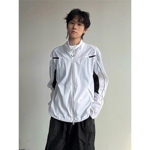 灰色立领速干防晒衣男夏季网眼透气冰丝外套高级感痞帅夹克冲锋衣图片