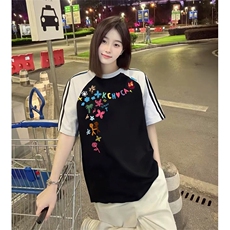 抖音得物品质二开240克宽松纯棉美式潮牌插肩三杠织带短袖T恤，男装T恤，电商A486