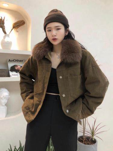 绣花牛仔外套加绒加大毛领，女装，衣生缘